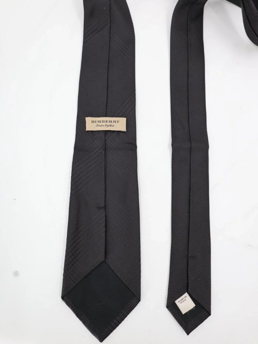 Burberry Tie mens L58 houndstooth Check Pattern Silk black formal dressy event
